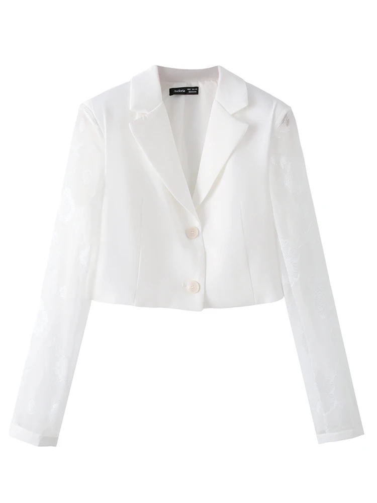 

European style new women's fashion versatile temperament solid color jacquard splicing short suit jacket