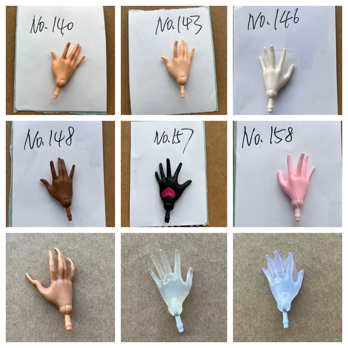 DIY-Puppen-Ersatzteile im Maßstab 1:6, mehrfarbig, braun, weiß, beige, schwarz, Handfarboptionen für die individuelle Gestaltung von Puppen