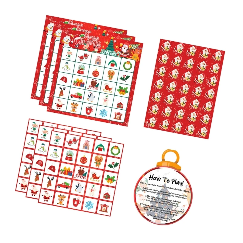 Holiday Bingo Game 24pcs Christmas Themed Cards for Kids and Adults Drop shipping