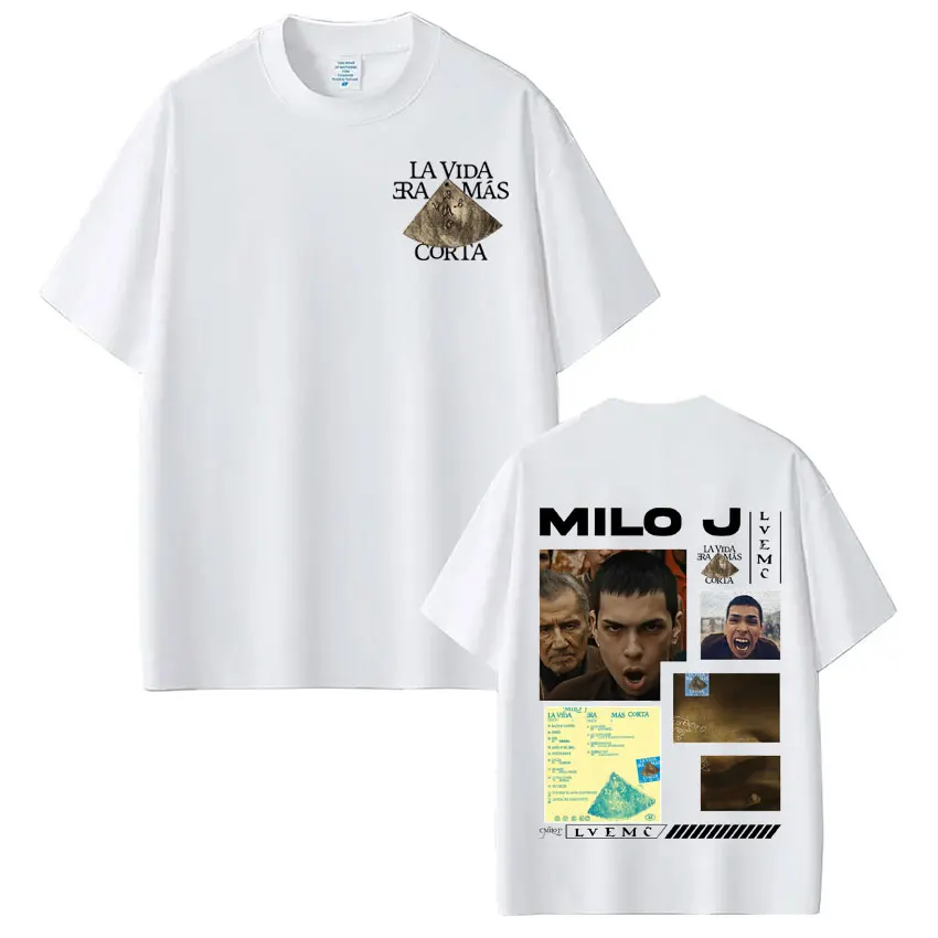 Rapper Milo J La Vida Era Mas Corta Album Tees Men Women Hip Hop T-shirt Cotton Casual High Quality Fashion O-Neck T-shirt Tops
