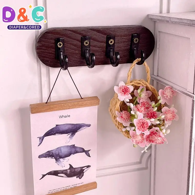 

Миниатюрная настенная вешалка для кукольного домика в масштабе 1:6/1:12, крючок для одежды, крючок для пальто, вешалка для мебели, декоративная игрушка, аксессуары для кукольного домика