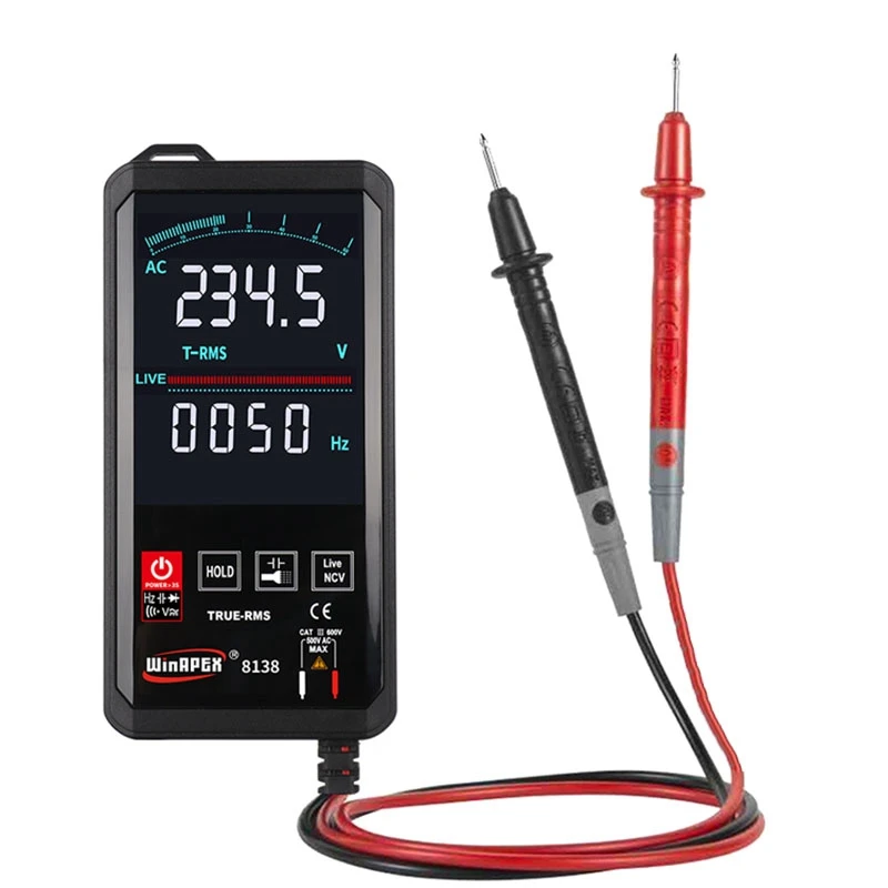 

Contact Screen Digital Multimeter Automatic NCV RMS Temp Resistance Capacitance Meter Diode Buzzer ET8138