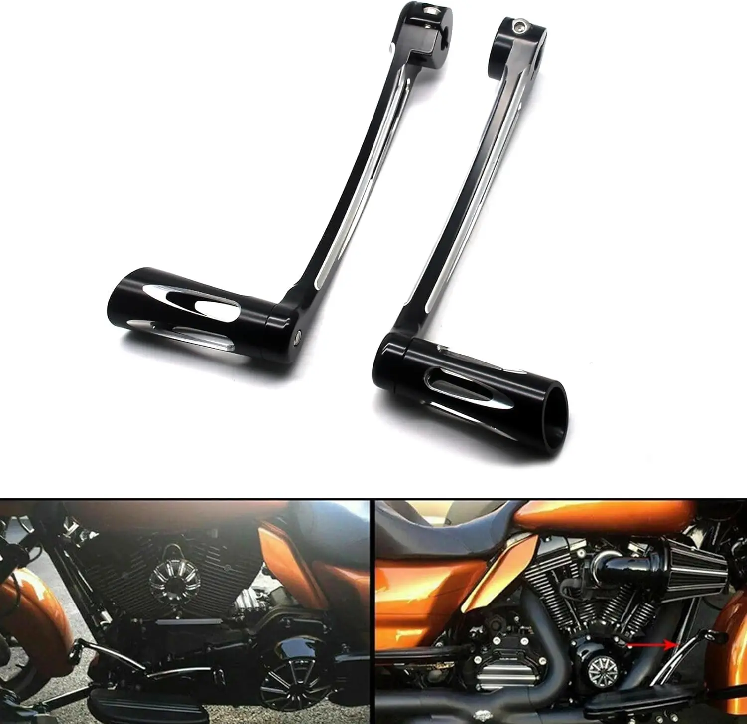 Motorcycle Black Gear Shift Lever Shifter Pegs Heel Toe Footrest For Harley Heritage Softail FLST Electra Road Tour Glide