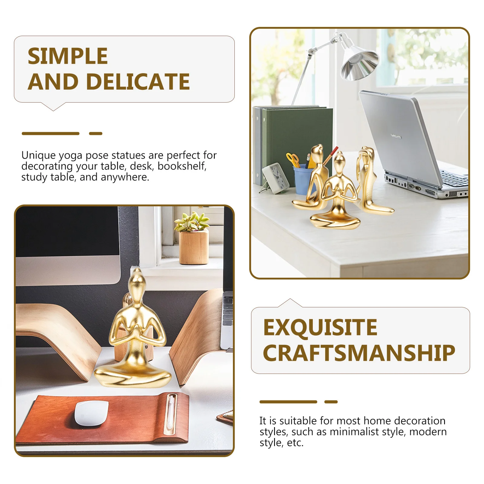 

3Pcs Yoga Girl Decoration Resin Meditation Statues Set for Home Office Living Room Table Desk Display Meditation Yoga Statues