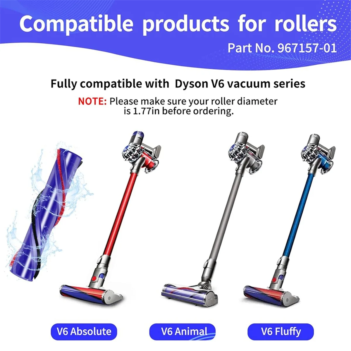 Reemplazo de cepillos de rodillo y filtros para prefiltros de vacío serie Dyson V6, pieza de postfiltros 967157 -01, 966741 -01