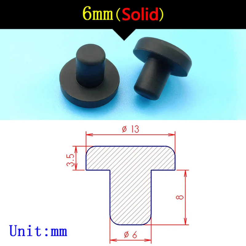 2mm-14mm Black Solid Silicone Plugs Food Grade Rubber Stopper Hole Plug Dust Sealing Bungs