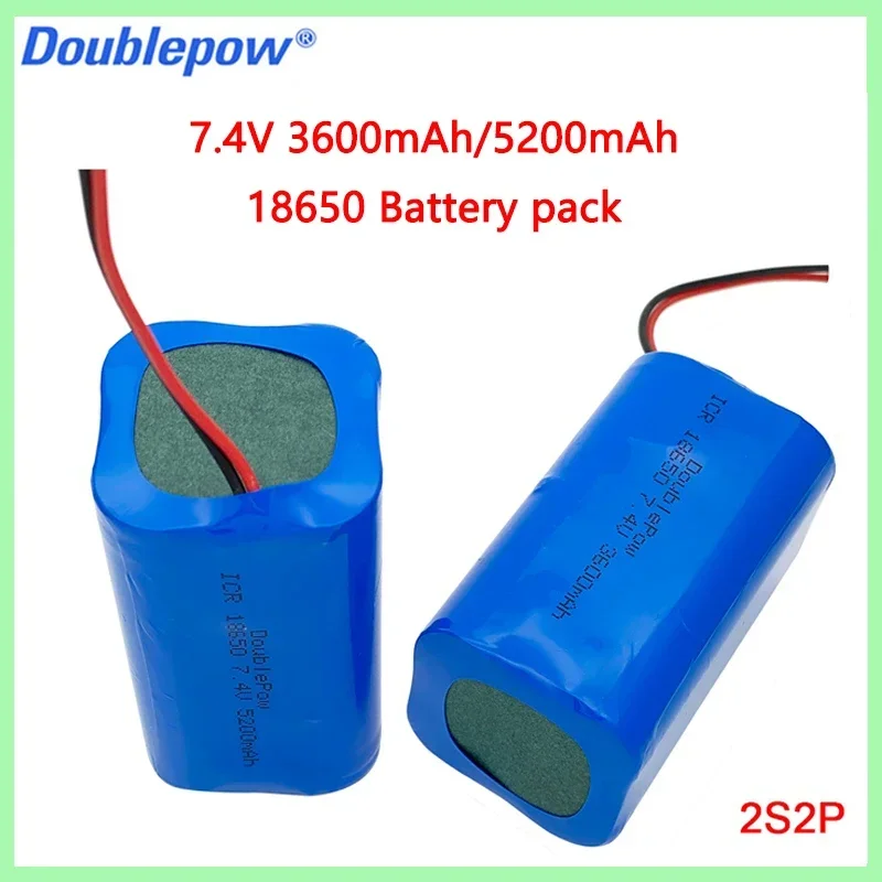 7.4V 3600mAh/5200mAh Rechargeable Battery 18650 2S2P Batteries for Bluetooth Speaker,Solar Light,Monitor+Protective Board