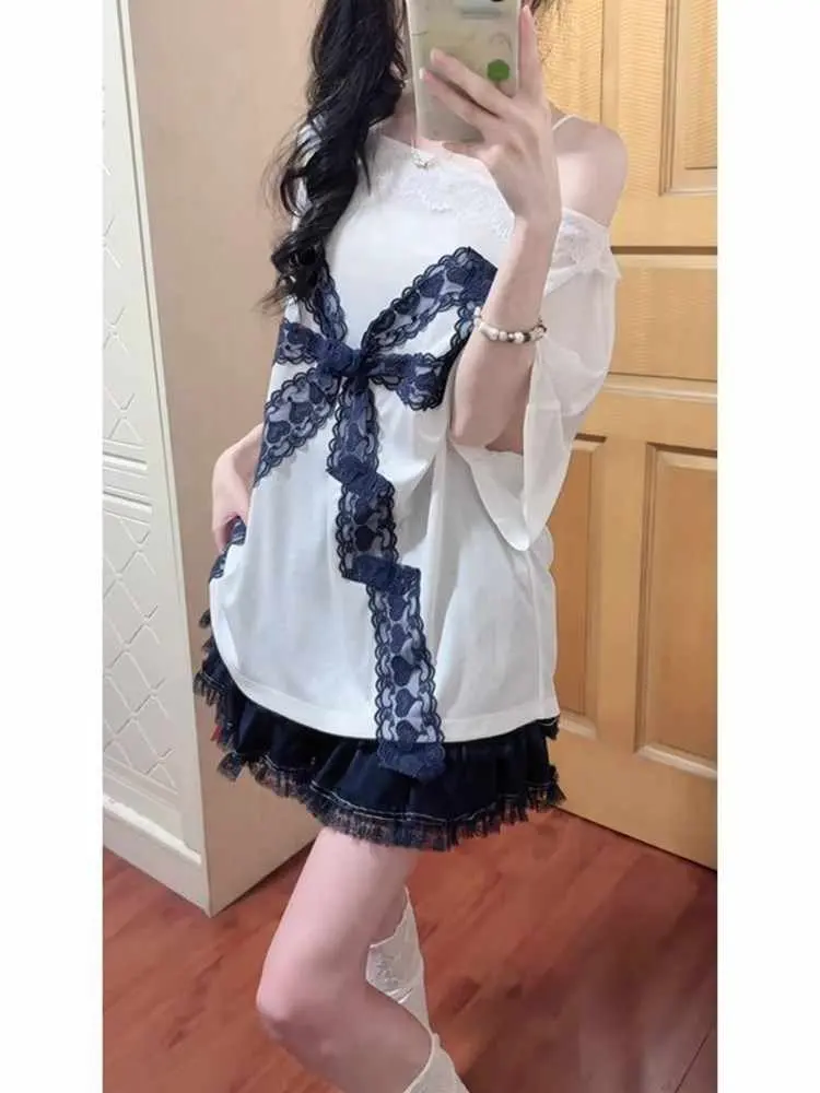 

Korean Sle Knot oulder Bridesmaid Set Women's Light Maturi ort Skirt Casual Faion Spring Collection
