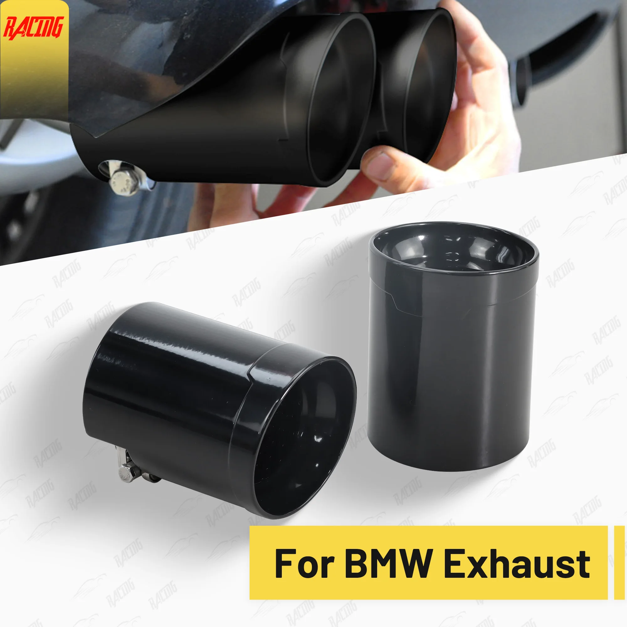 

1 Piece Glossy Black New Upgrade Exhaust Tips Antirust Stainless Steel Fit for BMW Modified Exhaust Muffler Pipe Accsesories