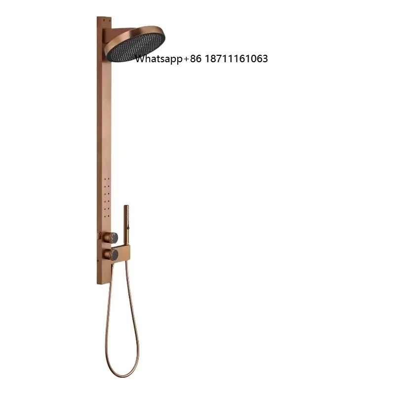 

Hot Sale Brushed Brass Wall-Mounted Multifunctional Waterfall Rainfall & Soft Spray Shower Set for Bathroom