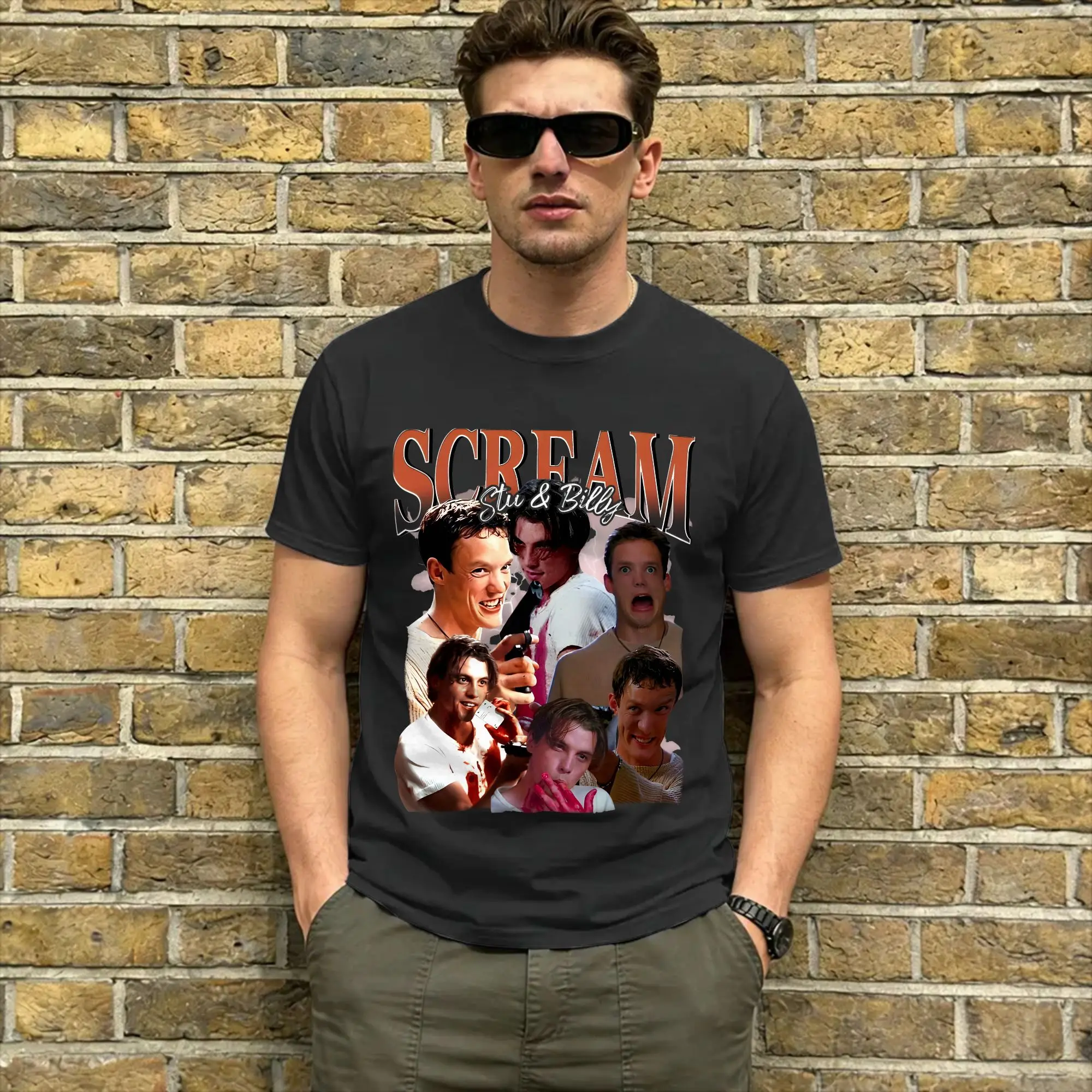 Oversized T-Shirt Beach Billy Loomis & Stu Macher Leisure T Shirts ScreamMovie Cotton T Shirt for Men Awesome Plus Size Top Tees