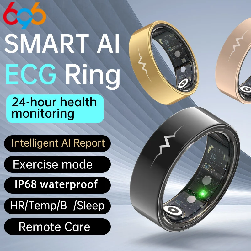 24-hour Health Monitoring Smart Ring Pressure Heartrate Sleep Monitor Remote Care Men Lady Smartring Waterproof Multi-sport Mode