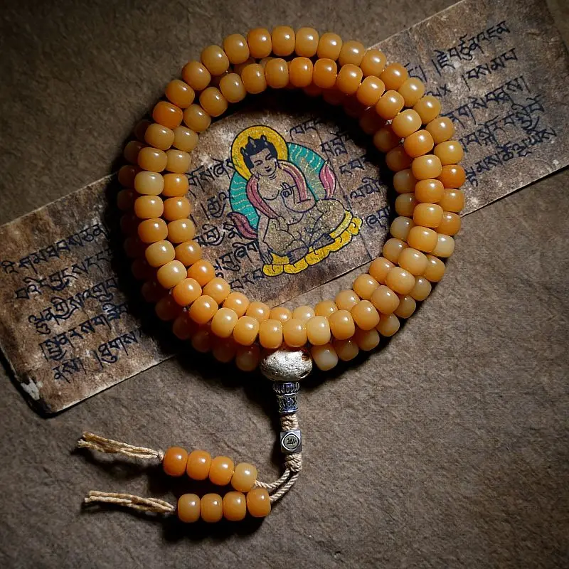 Natural Old Material Weathered Bodhi Root Buddha Bead Handstring Men's Bracelet Women's Plate Play 108 Bead Jewelry