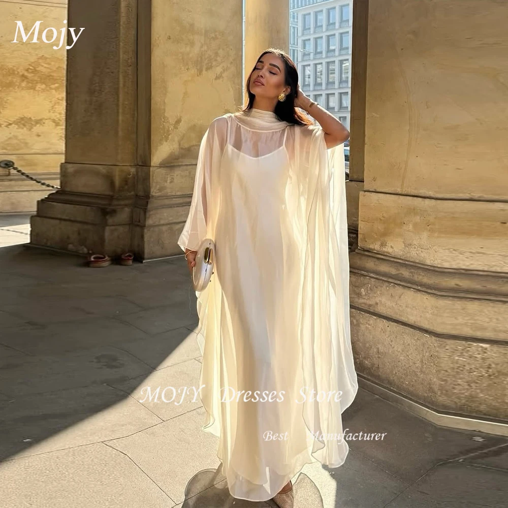 

Mojy Свободное свадебное платье в стиле бохо с шифоновой накидкой, простые свадебные платья с разрезом на тонких бретельках Vestidos De Novia