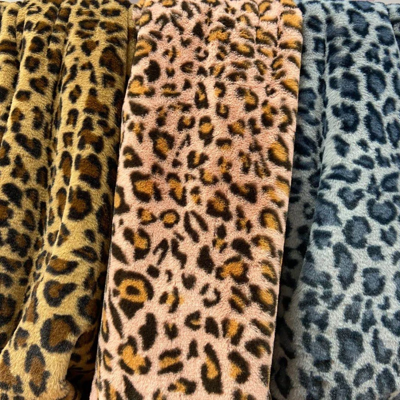 Thickening Leopard Print Tiger Print Printing Imitation Rabbit Hair Fabric Flannel Plush Clothing DIY Toy Carpets Bedding Fabric