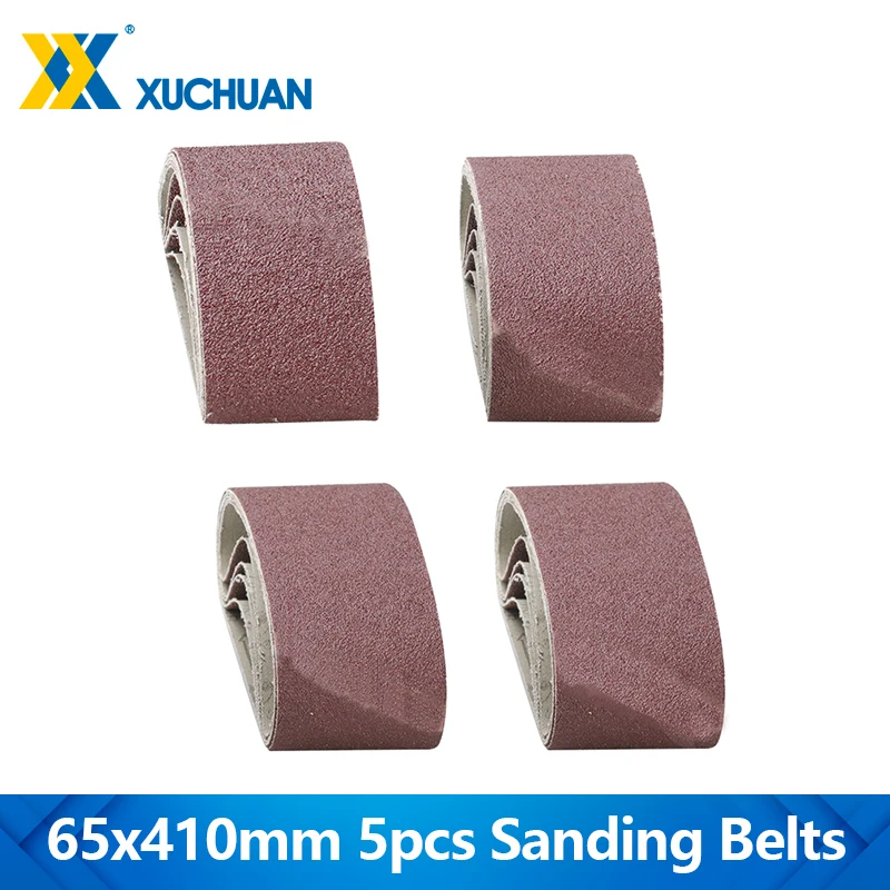 5pcs 410x65mm Sanding Belts 40/60/80/120 Grit Wood Soft Metal Polishing Sandpaper Abrasive Bands For Belt Sander