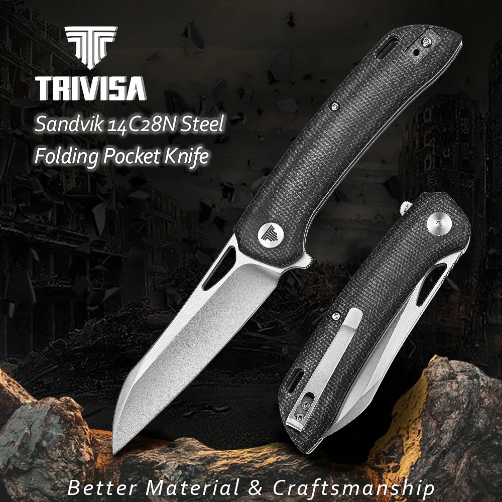 TRIVISA Pocket Folding Knife with Clip, EDC Flipper Knife for Men ,3.54