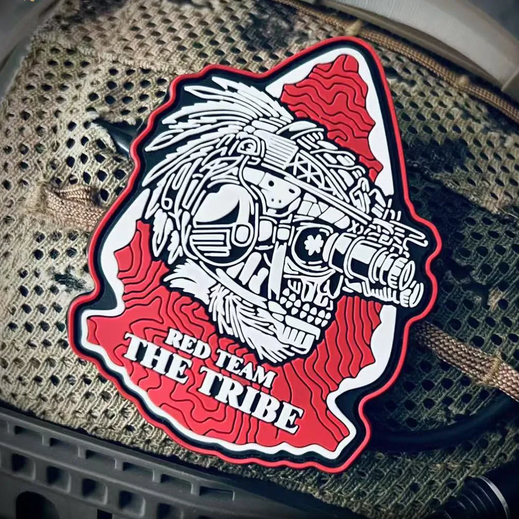Tactical Skull 3D PVC Patch Luminous Red Team the Tribe Night Vision Device Armband DIY for Clothing And Bag Decoration
