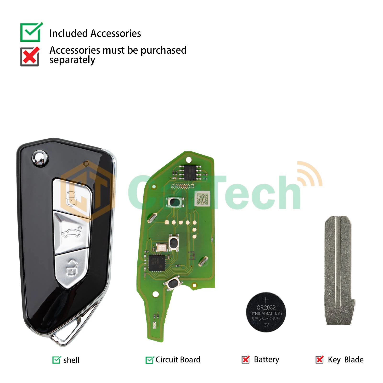 5 PCS Xhorse XKGA82EN XKGA81EN Electroplated Matte Style 3 Buttons Universal Wired Remote Key