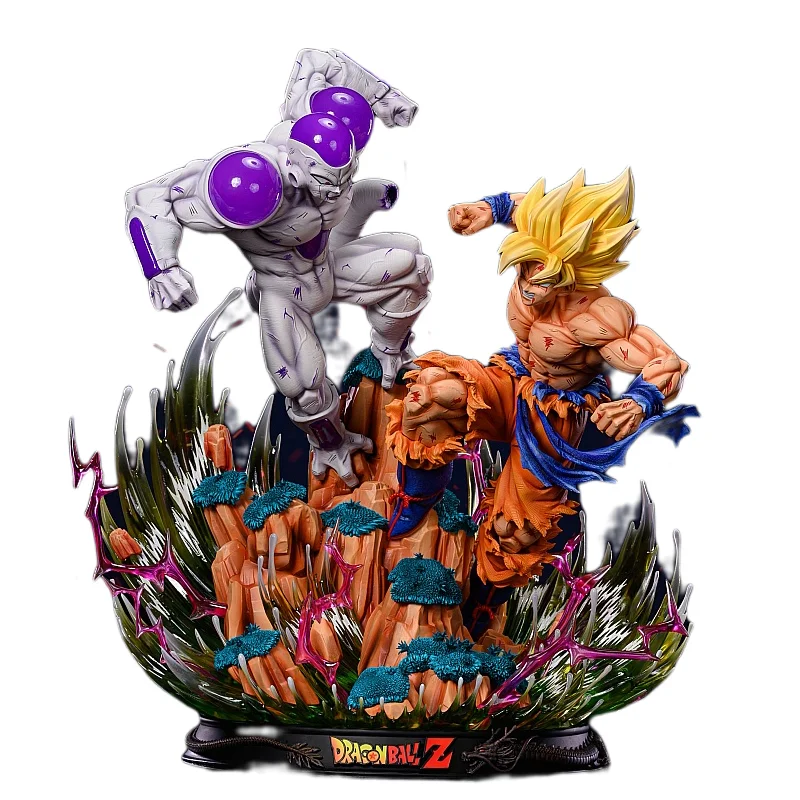 41Cm Shk Studio Rival Series No.1 Son Goku Vs Frieza Dragon Ball Z Anime Periphery Action Figure Luminous Statue Model Toys Gift