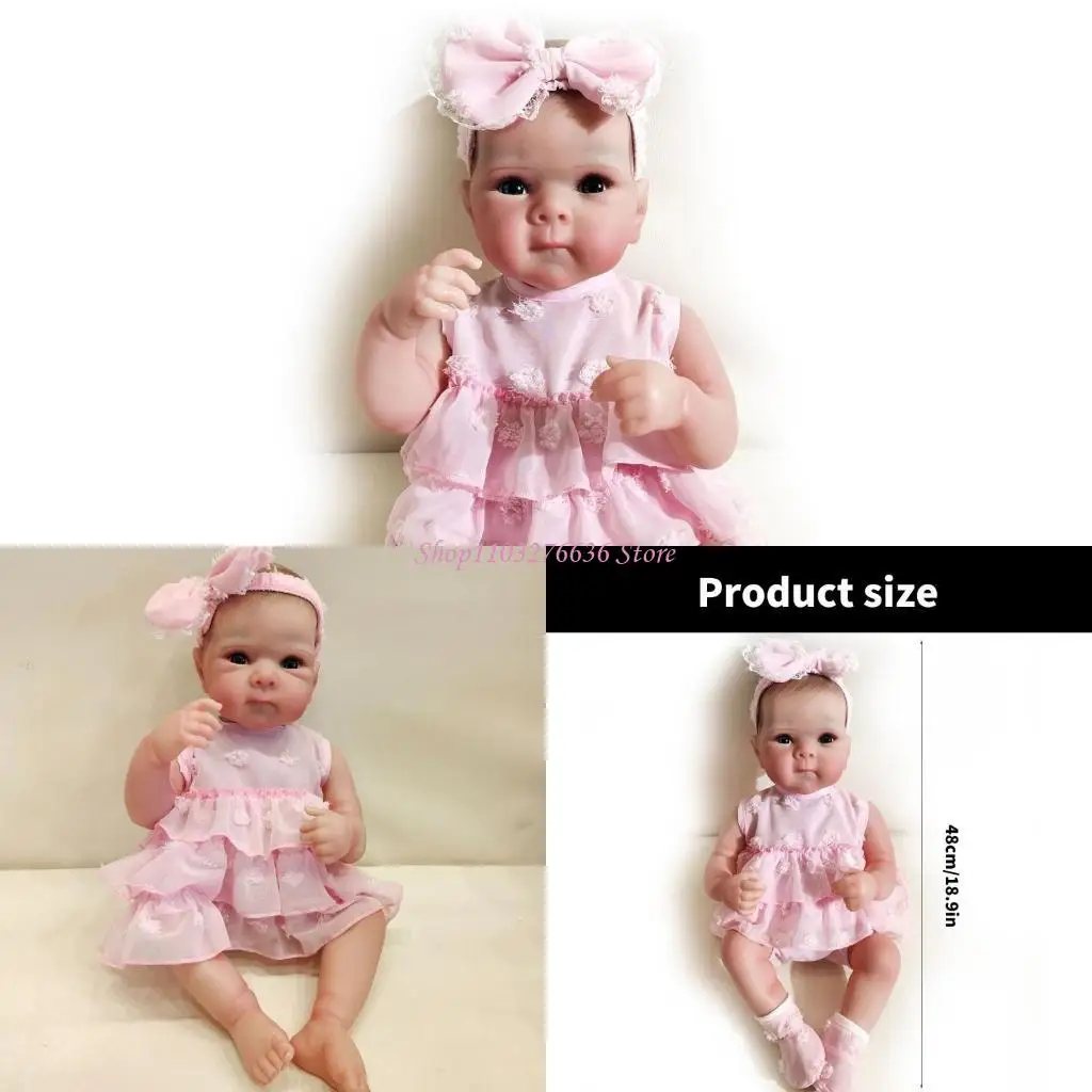 

R6FD 19inch Newborns Baby Girl Doll in Vinyls Perfect for Parent Child Interaction