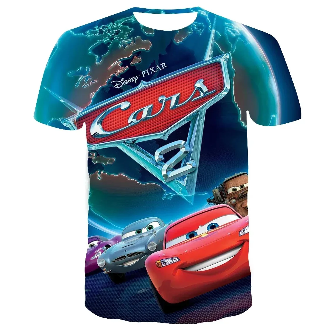 MINISO Disney Cartoon 3d Clothes T Shirt Pixar Car Lightning Mcqueen Tops Children's Handsome Quick Dry Top Girl Boys T-shirt