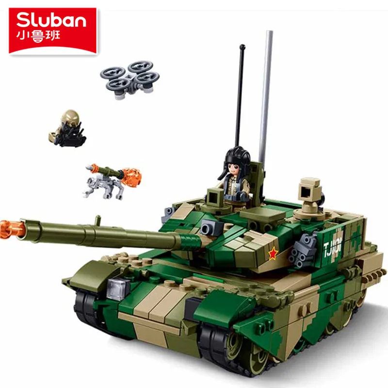 

Sluban 391 шт. MBT основный боевой танк модель армейский король земной войны DIY набор строительных блоков военные развивающие игрушки для детей