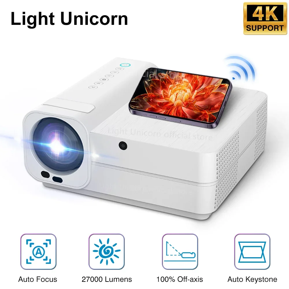 Light Unicorn T28 1080P full HD 13000 Lumens LED Video Projector 4K Android 5G WiFi 300Inch Home Cinema Theater Smart TV Beamer