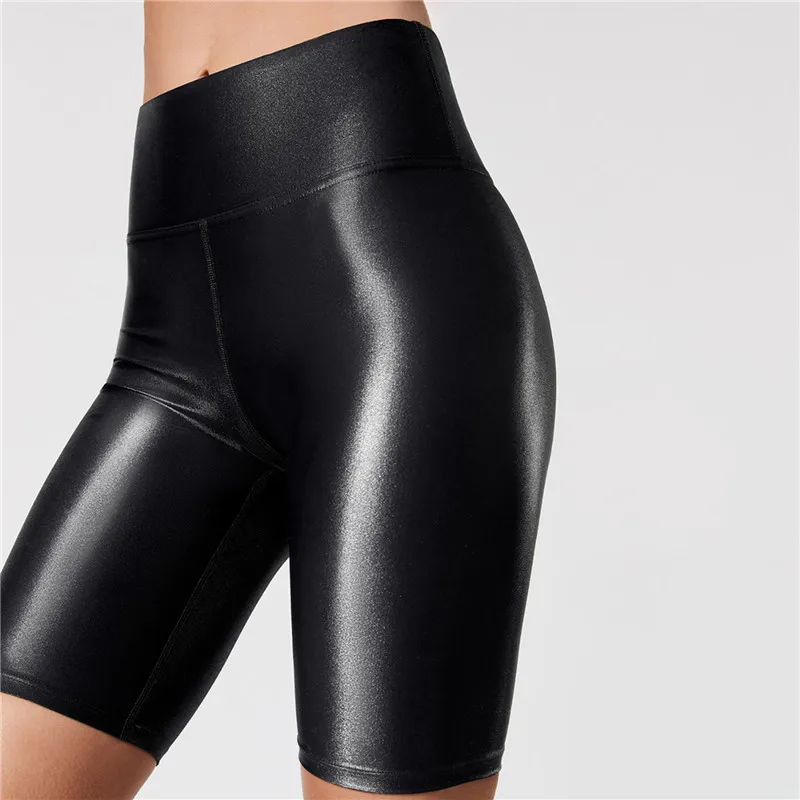 Women High Waist Faux Leather Shorts Sexy Slim Solid Black Summer Short Pants Casual Fashion Elastic PU Shorts