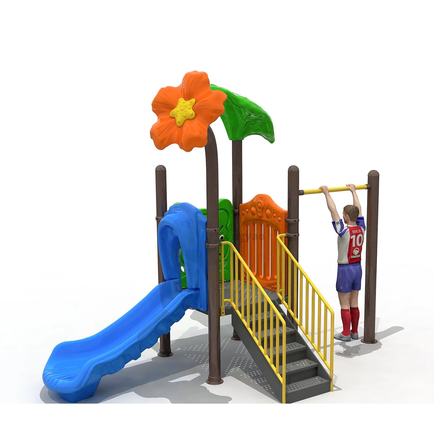 شريحة صغيرة للأطفال مع شريط قرد لمعدات اللياقة البدنية في الحديقة العامة الخارجية #2