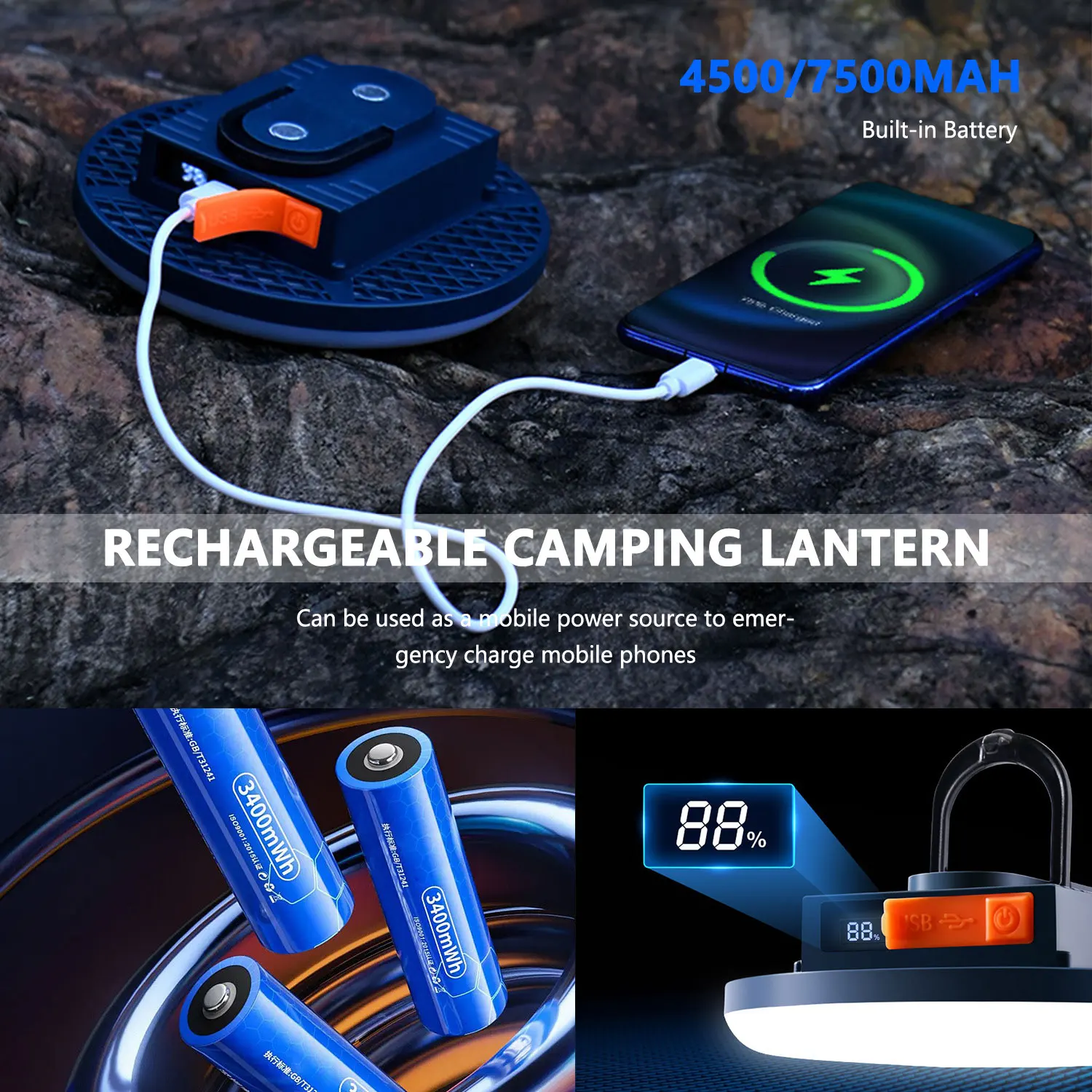 7500mAh Camping Light Rechargeable Portable Suspension Magnetic Suction Ultra Bright LED Tent Light Fishing Lights Outdoors - view 5