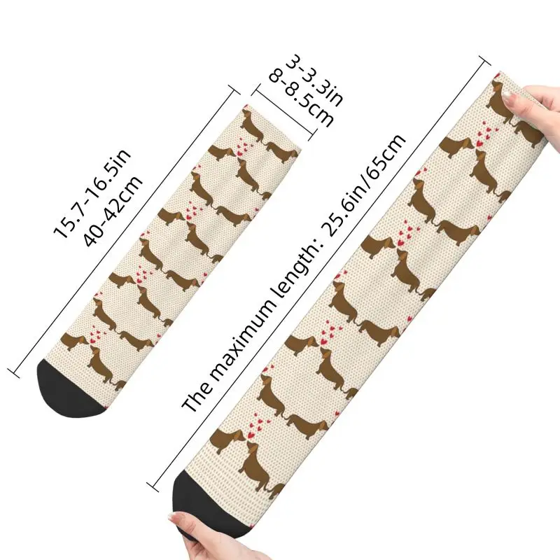 Calcetines de vestir para hombre y mujer con estampado de perro salchicha y salchicha, calcetín cálido divertido para amantes de los cachorros