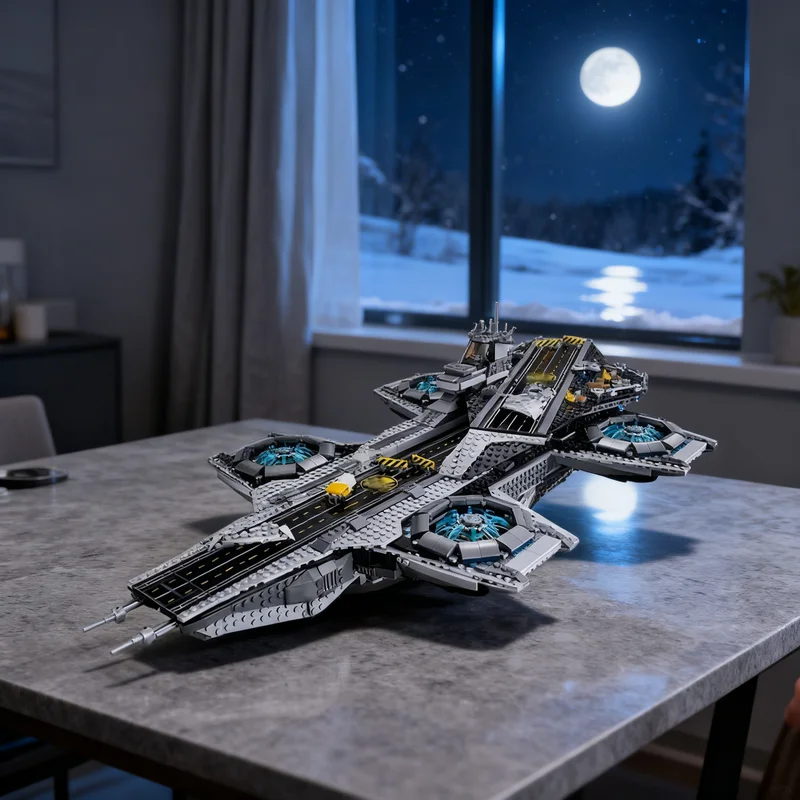 890PCS MOC White Galactic Adventure Craft Model Interstellar Showcase Detailed Construction Brick Exhibit Collectible Toy Gift