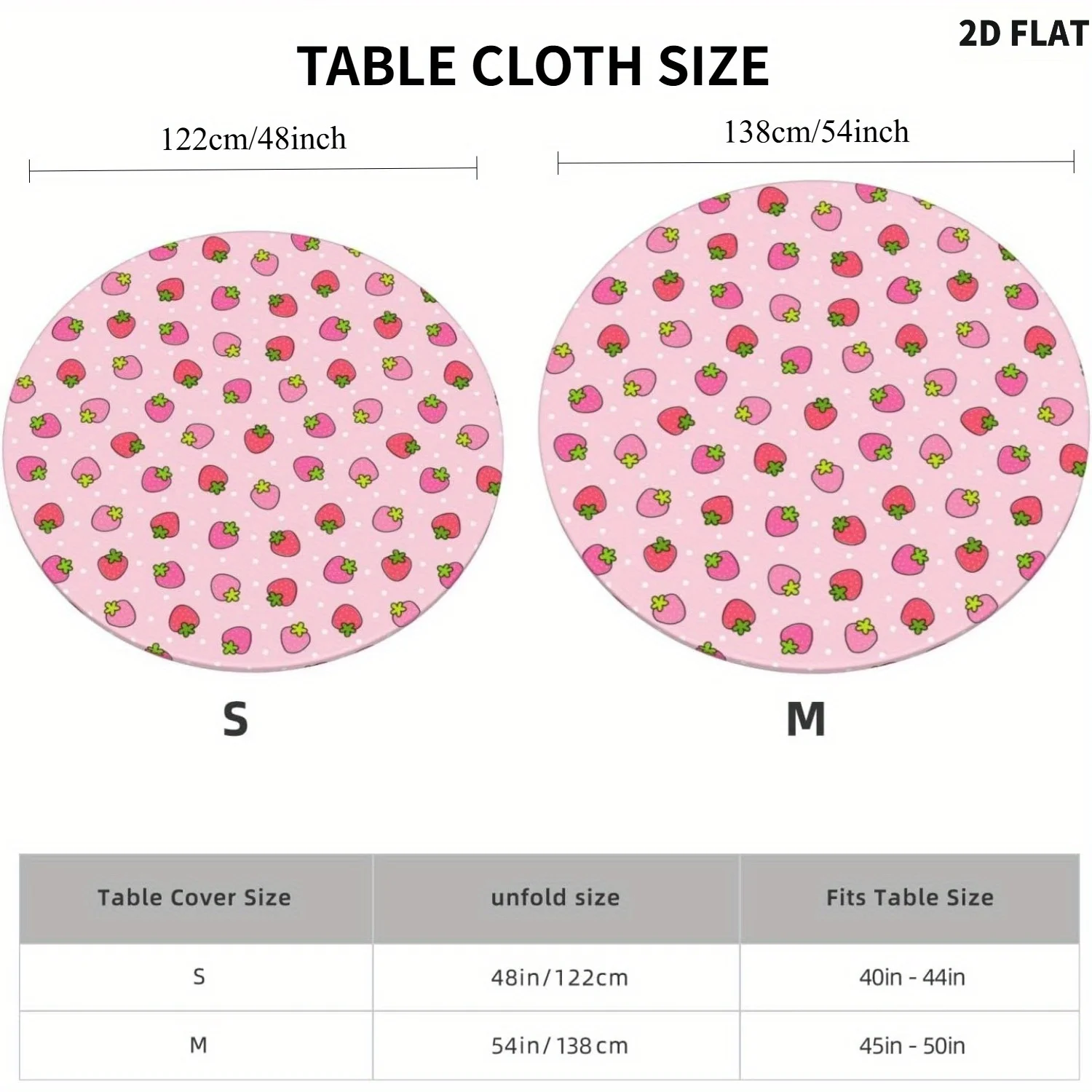 1 قطعة مفرش المائدة المستديرة من البوليستر الوردي والفراولة ، مفرش المائدة المستديرة المجهزة بحافة مرنة ، لديكور حفلات الطعام ذات الطابع الوردي