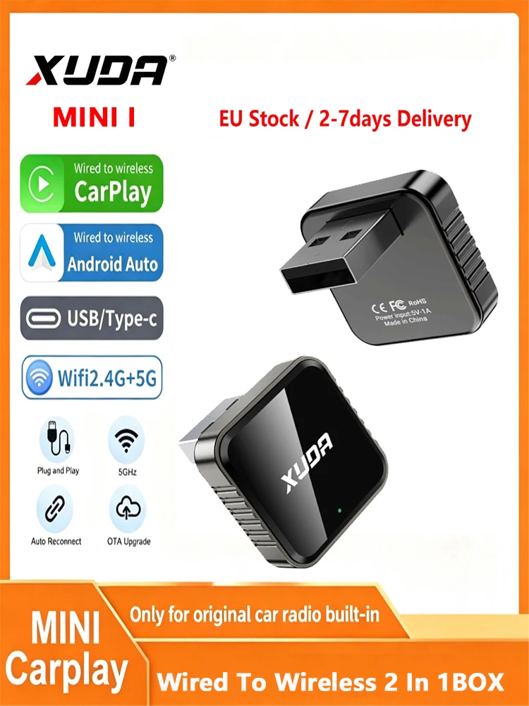 Kabelloser CarPlay Android Auto Adapter Dongle USB Smart Mini Box Plug & Play Universal für VW Toyota Nissan Honda Ford Benz KA05