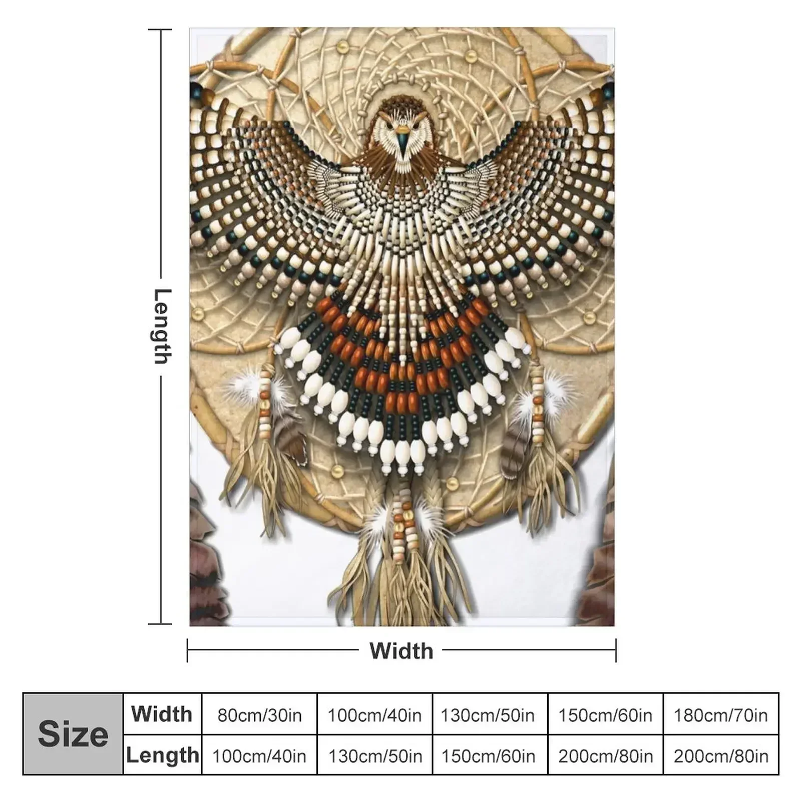 Red-Tail Hawk Dreamcatcher Mandala Throw Blanket couch cozy soft plush fuzzy picnic outdoor blanket