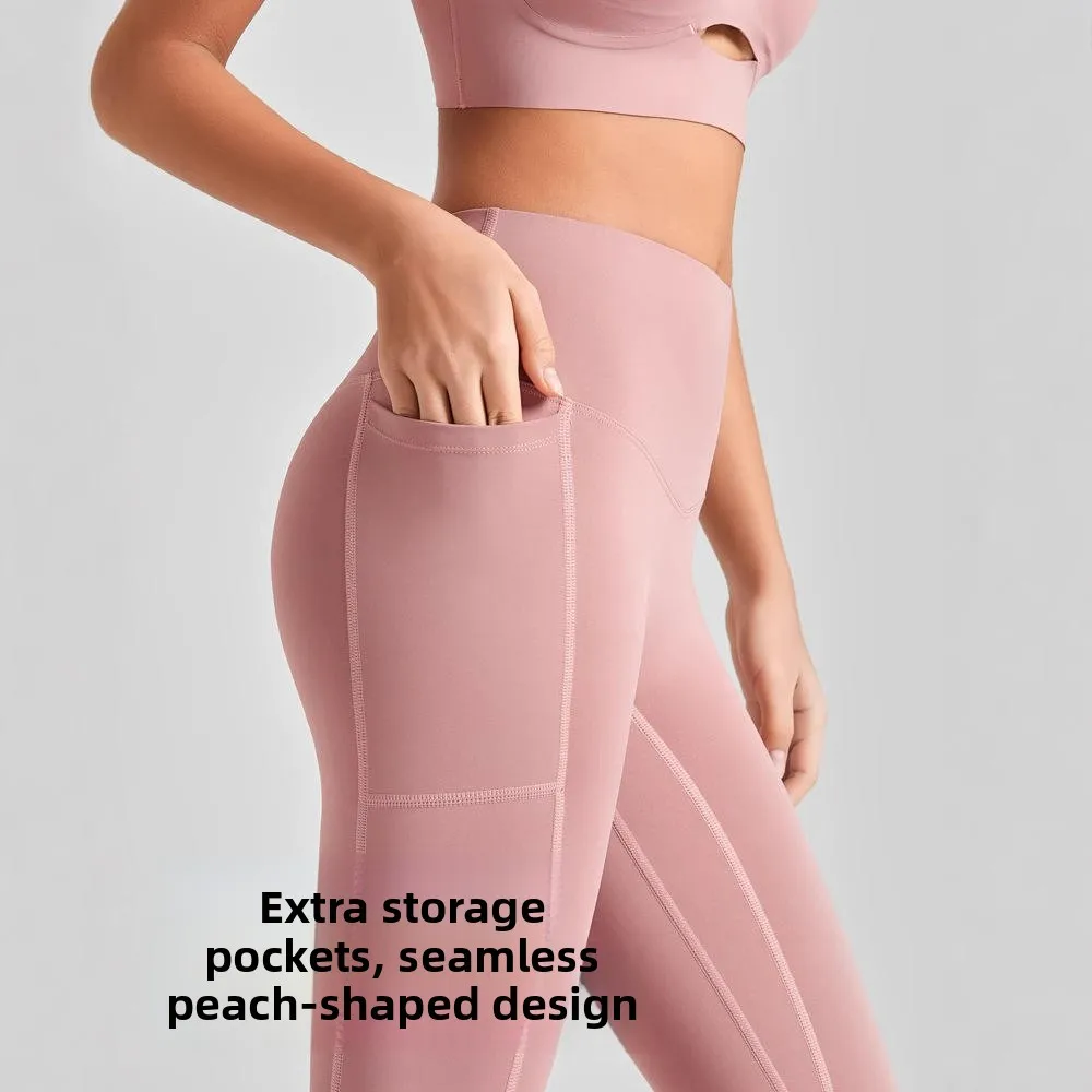 Pantaloni da yoga per l'interno dell'addome a vita alta sottile primaverile Pantaloni da donna in pelle arca Pantaloni di strato base per il sollevamento del sedere di grandi dimensioni