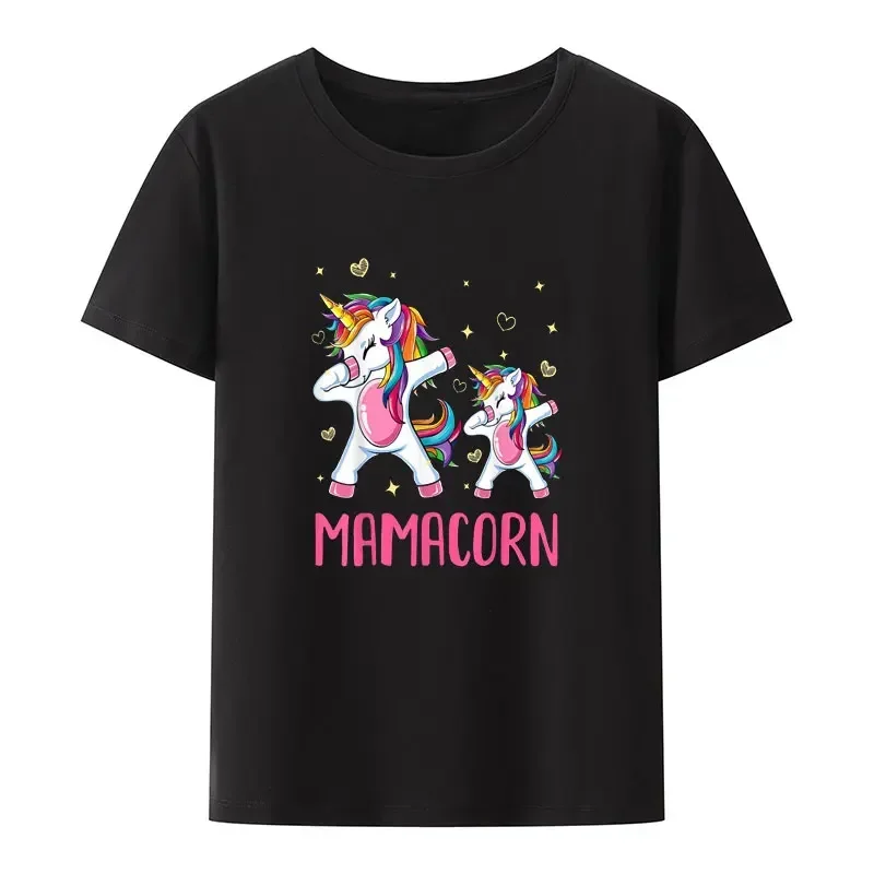 Funny Mamacorn Unicorns Modal Print T Shirt Creative Fashion Hipster Streetwear Cute Women Short-sleev Aesthetic Anime Tops