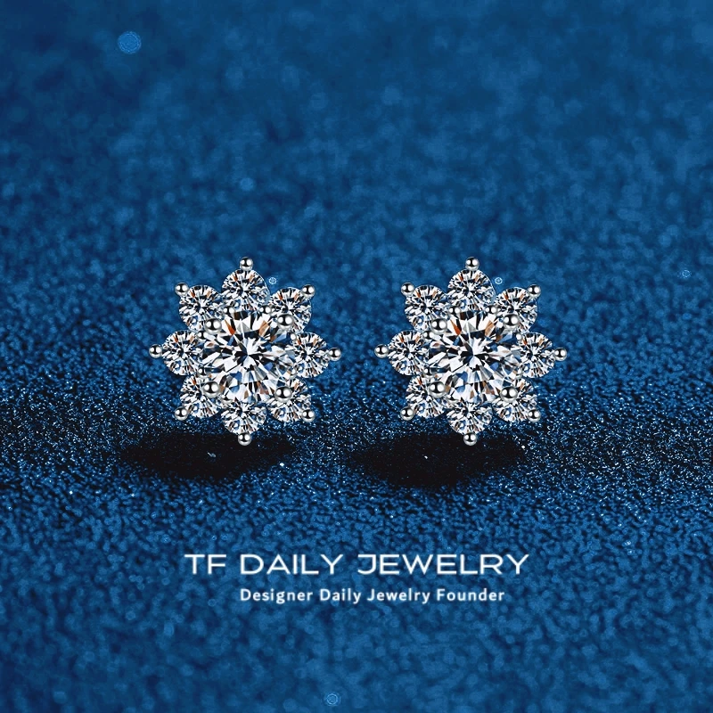 

Sunflower Stud Earrings Platinum PT950 for Women 0.3/0.5/1ct Moissanite Diamond Party Wedding Fine Jewelry Girl Birthday Gift