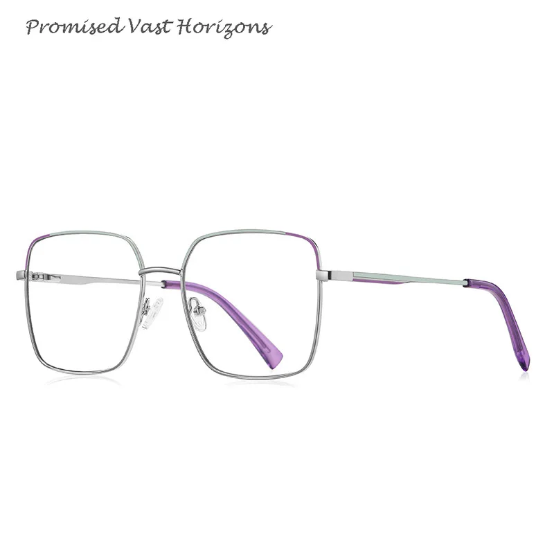 Blocage coloré en métal euraméricain Ins carré grand lentille avant à la mode couleur bleu lumière bloquant les lunettes montures optiques