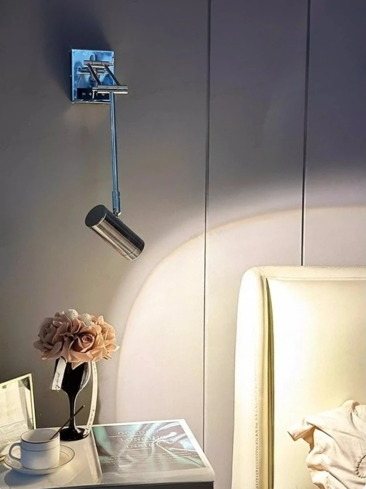 

Novelty Chrome Metal Wall Lamp With Switch Dimming New Adjustable Swing Arm LED wall light Bedroom Reading Study Lighting Sconce