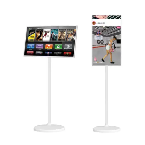 ทีวีมือถือกลางแจ้งอุปกรณ์สดทีวีแบบพกพาแบตเตอรี่ 21.5 นิ้วสมาร์ททีวีหน้าจอสัมผัสLcdโต้ตอบAndroid 12 Live Room