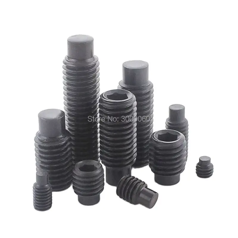 

300 шт. M3 DIN915 класс 12,9, черный оксид, углеродистая сталь, установочные винты с шестигранной головкой и собачкой - оптовая упаковка, винты с шестигранной головкой