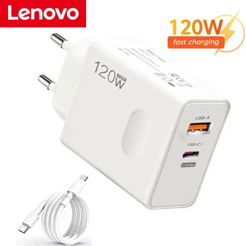 Lenovo 120W GaN Charger Wall Fast Charging Head Type-c PD Charging Head EU UK US Plug Standard Adapter For Tablet Mobile Phone