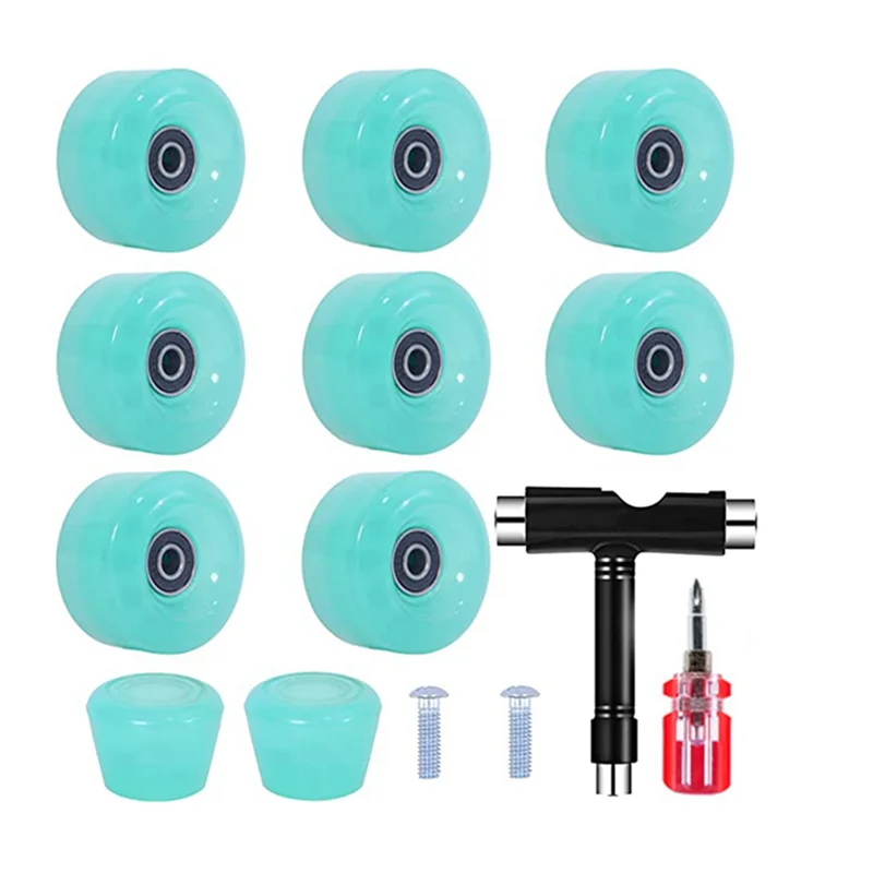 

-AT52 8 Piece Skate Wheel Set With Toe Plugs, 58Mm X 32Mm, 82A Outdoor/Indoor Skate Wheel