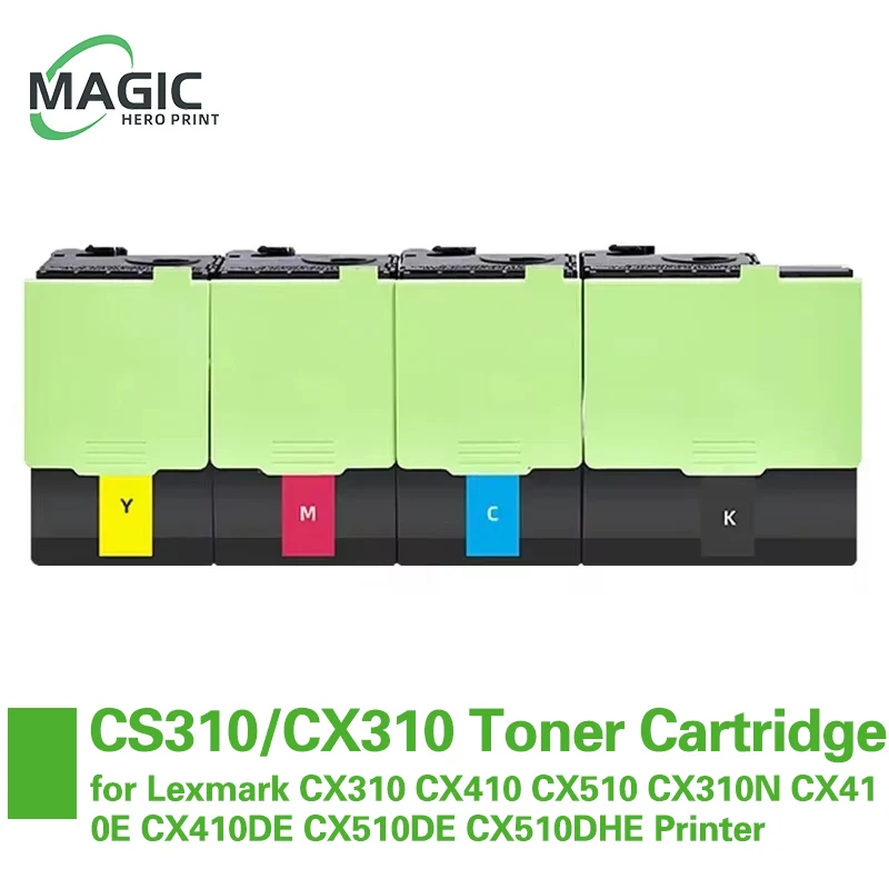 CS310 Color Toner Cartridge for Lexmark CS/CX310 CX410 CX510 CX310N CX410E CX410DE CX510DE CX510DTHE CX510DHE Printer with Chip