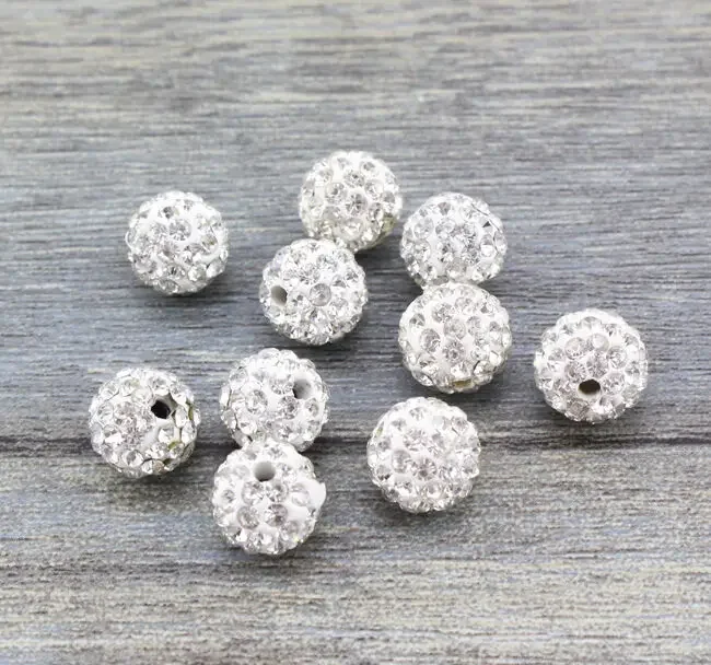 

Wholesale 220 Pcs Cz Crystal Loose Beads Pave Disco Balls white Colors 10MM