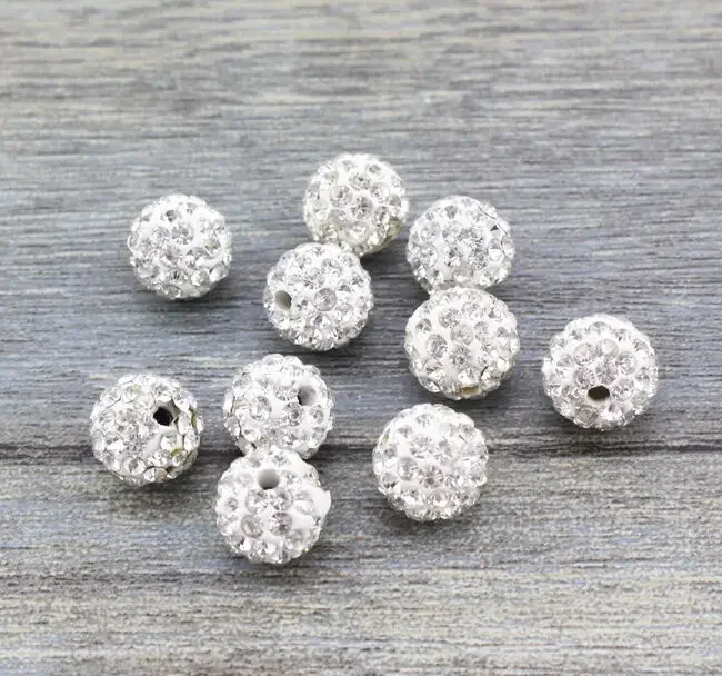 Wholesale 100 Pcs Cz Crystal Loose Beads Pave Disco Balls Mixed Colors 8MM/10MM