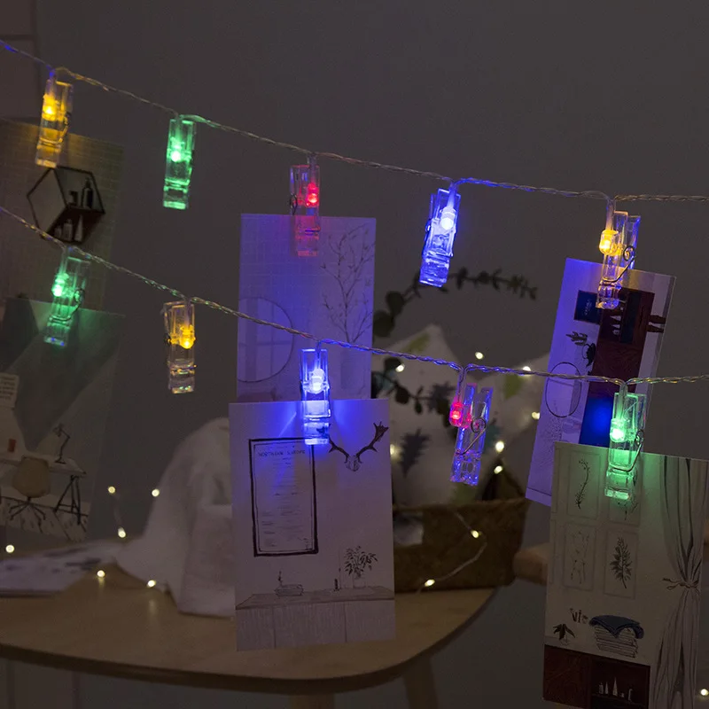 String Warm Lights 1.5M/3M/6M LED Photo Clips Fairy Lights Outdoor Battery Operated Garland Christmas Decoration Party Wedding