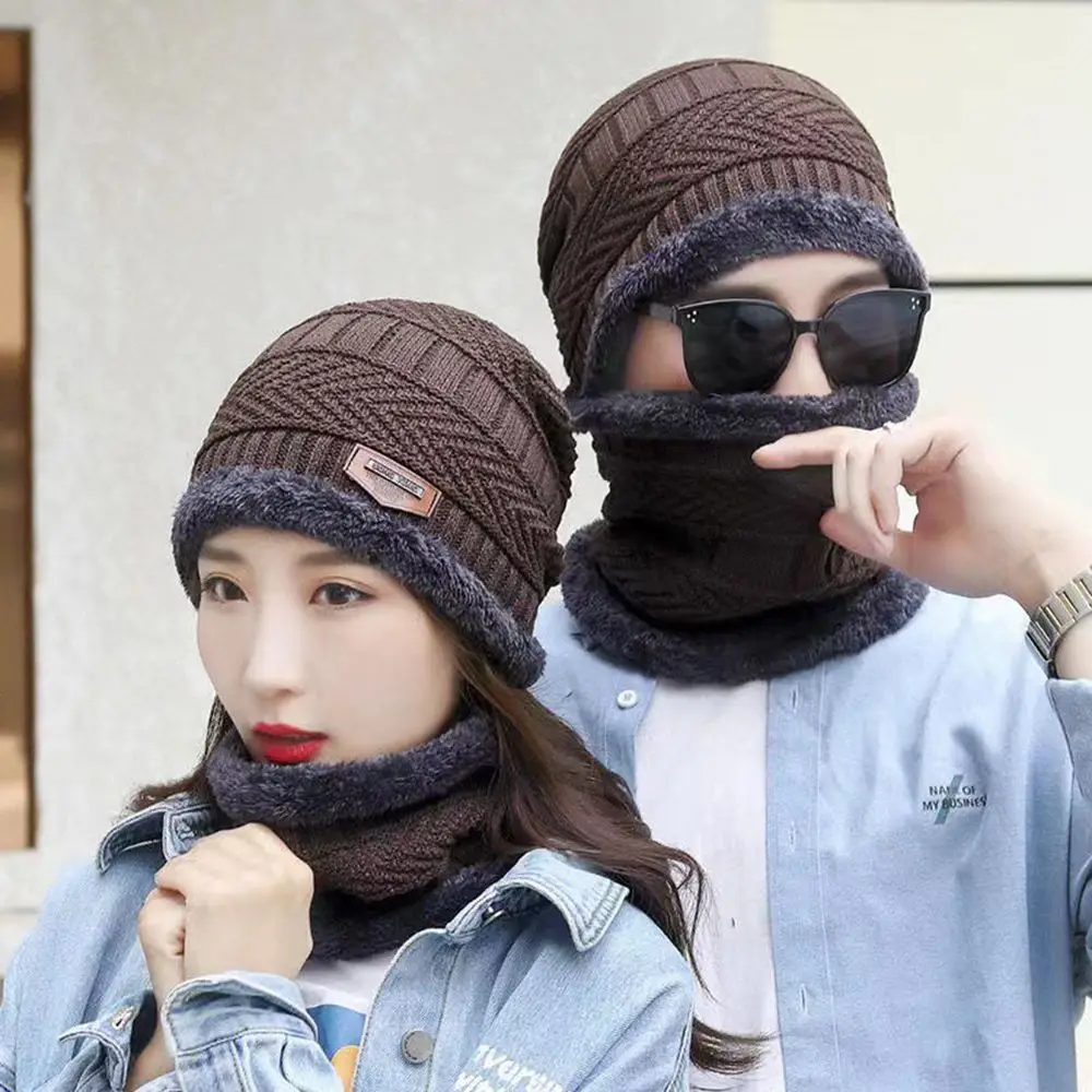 Immagine 3: Set Cappello e Scaldacollo Invernale alla Moda per Esterni, Tinta Unita, Spesso e Caldo